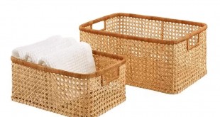 Rectangular rattan laundry basket